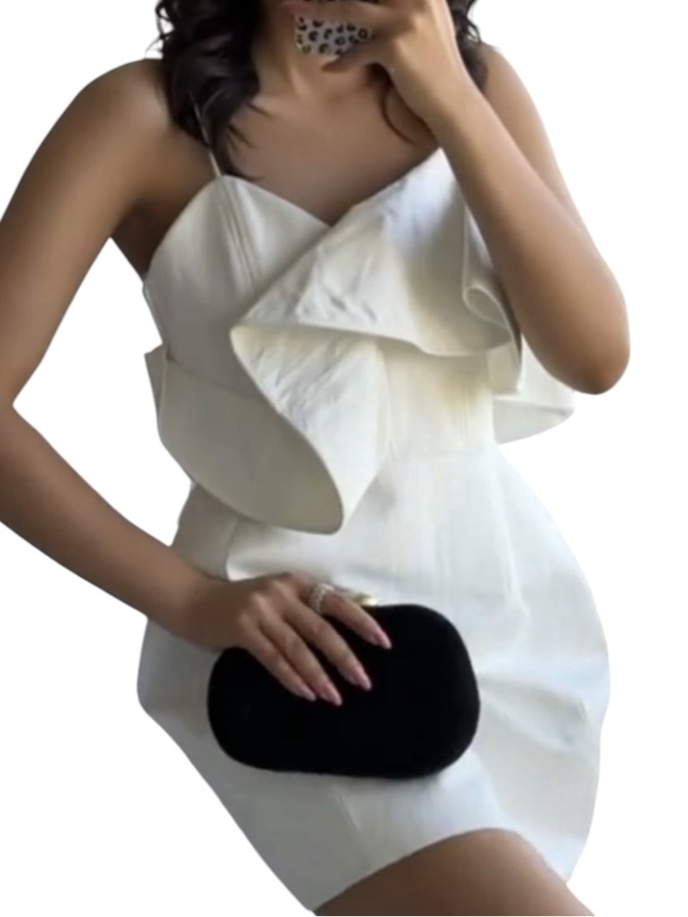 ZARA ZW Collection Voluminous Ruffle Mini Dress Oyster White Size M NWT - Picture 8 of 10